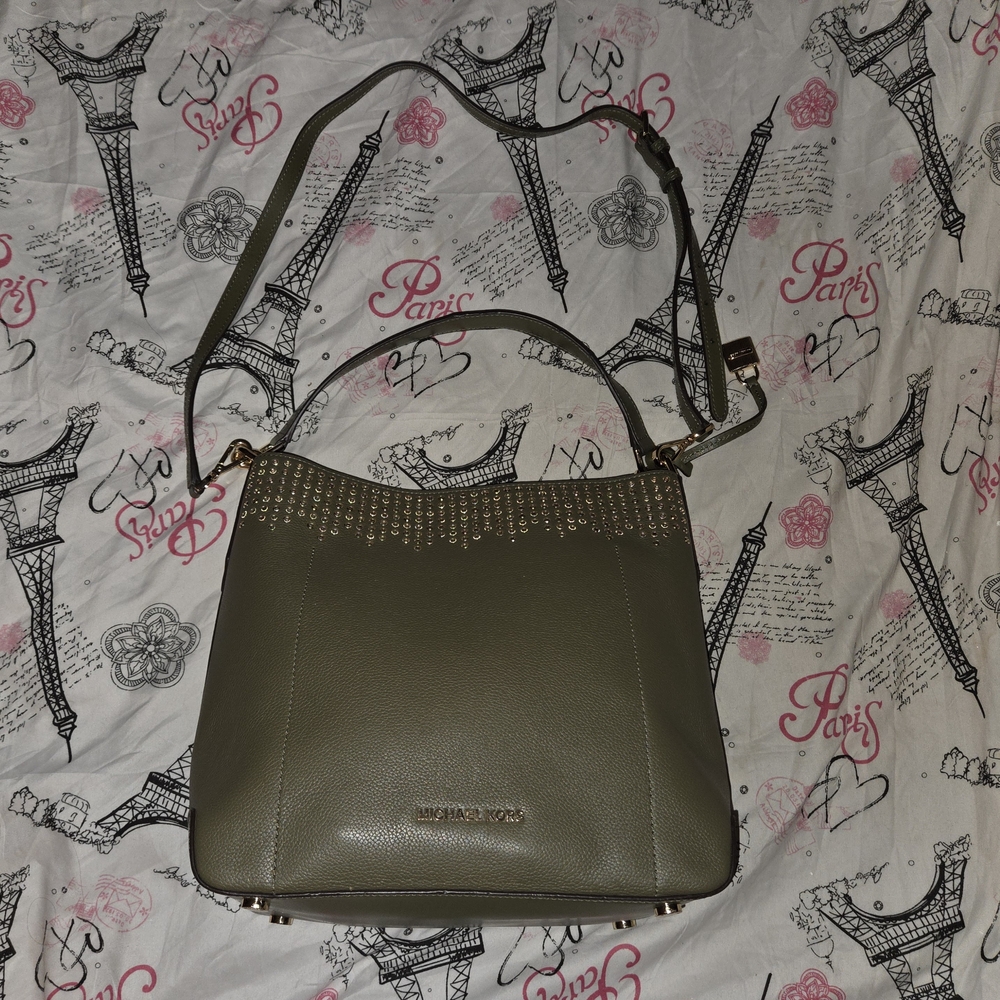 Michael Kors Olive Green Stud Bag